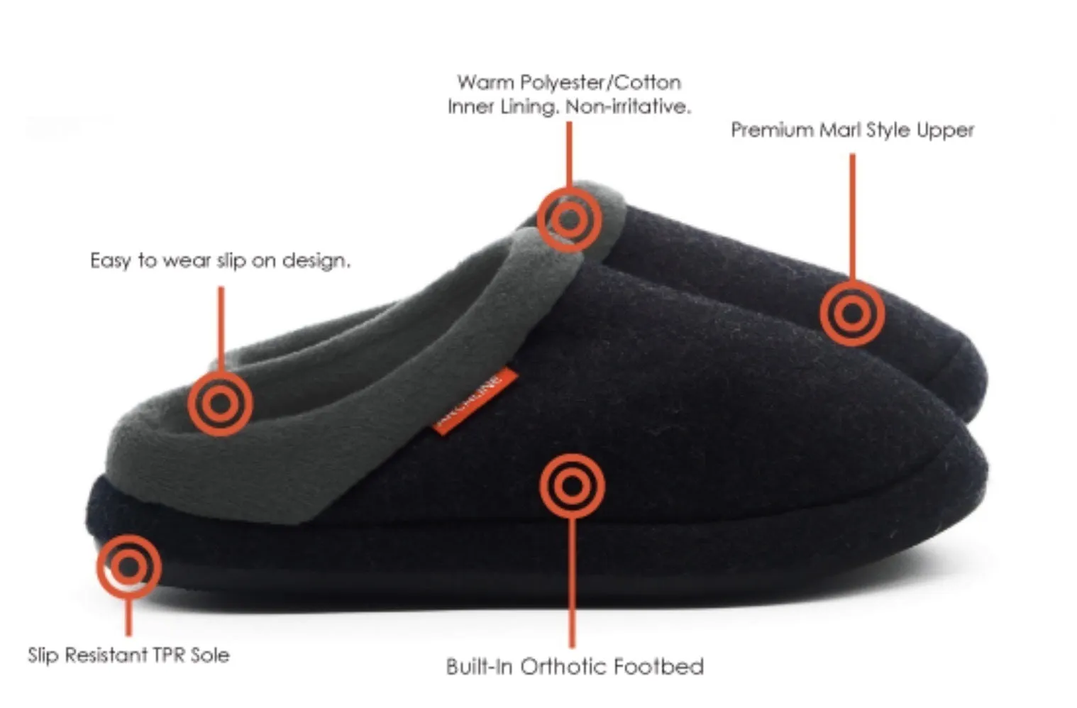 ARCHLINE Orthotic Slippers Slip On Arch Scuffs Orthopedic Moccasins - Charcoal Marle - EUR 46
