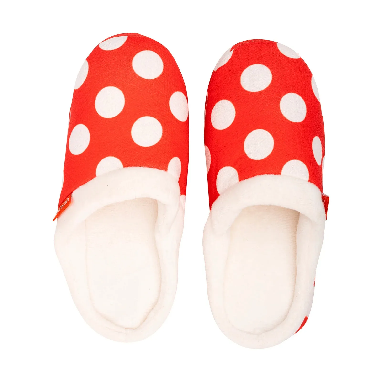 ARCHLINE Orthotic Slippers Slip On Scuffs Pain Relief Moccasins - Red Polka Dot - EUR 35 (Womens US 4)