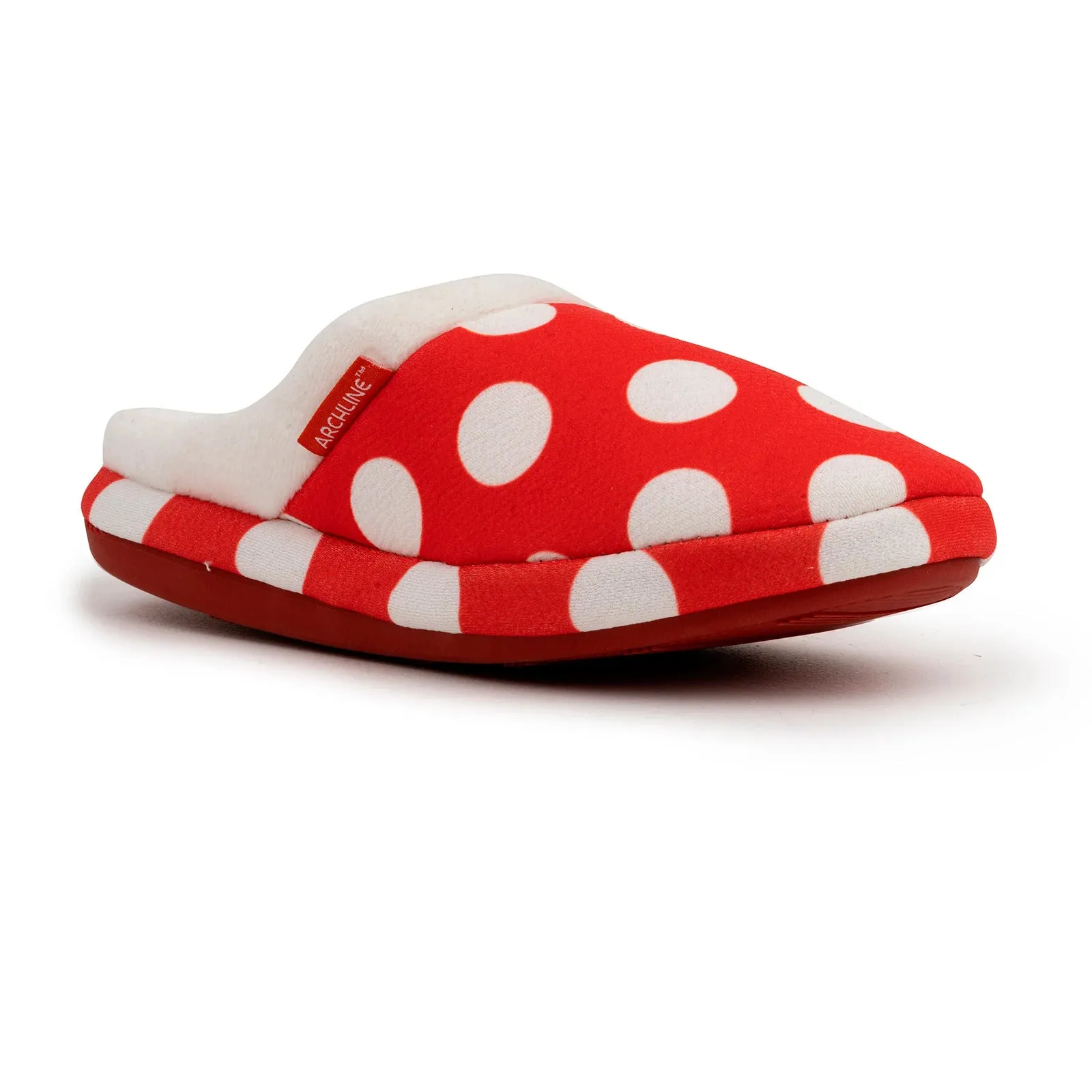 ARCHLINE Orthotic Slippers Slip On Scuffs Pain Relief Moccasins - Red Polka Dot - EUR 35 (Womens US 4)