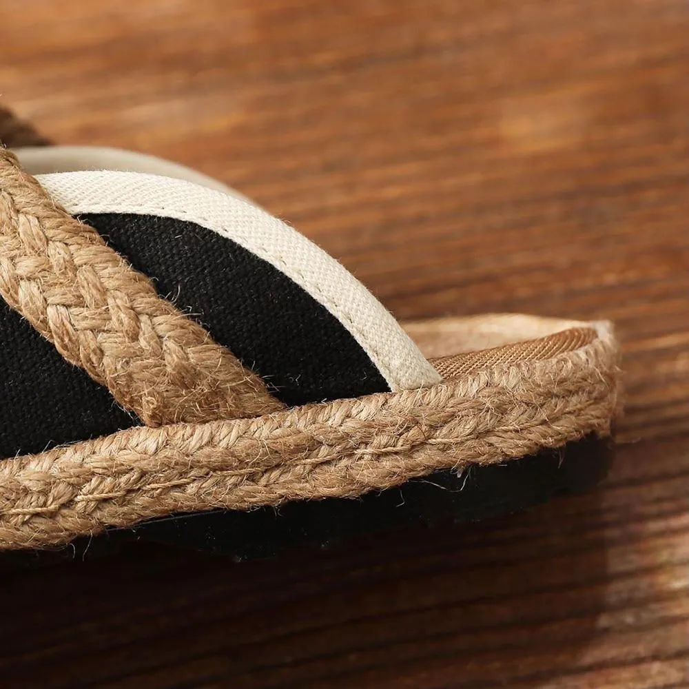 Asian Embroidery Hemp & Cotton Loafers
