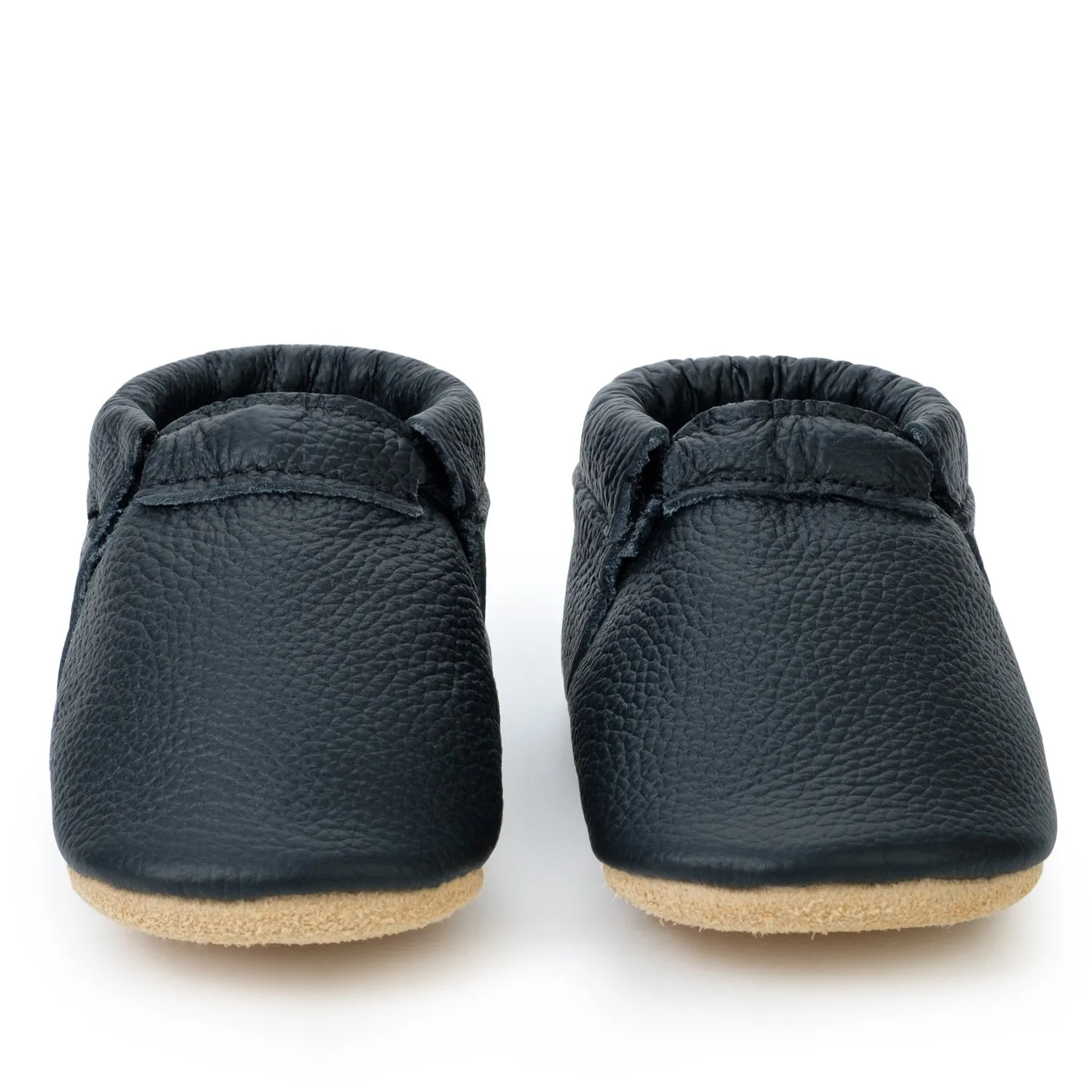 Black And Tan Fringeless Moccasins