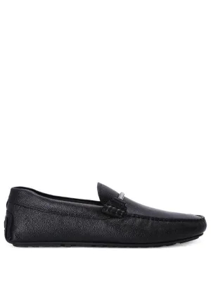 BOSS MEN Grained-leather Moccasins Black