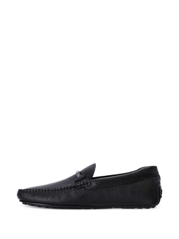 BOSS MEN Grained-leather Moccasins Black