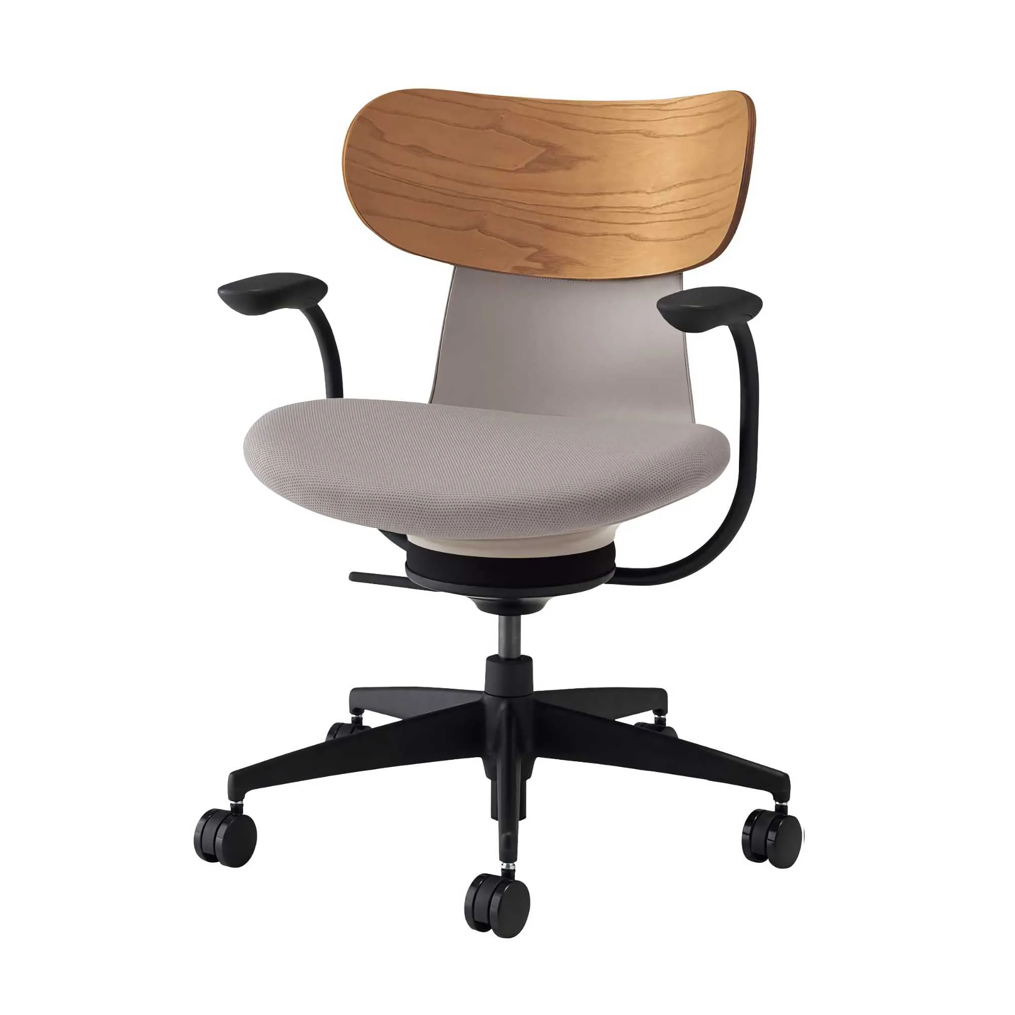Kokuyo Inglife Office Chair Dark Plywood Back with Arm, grey