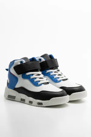 Light Up Sneaker White, Black & Blue
