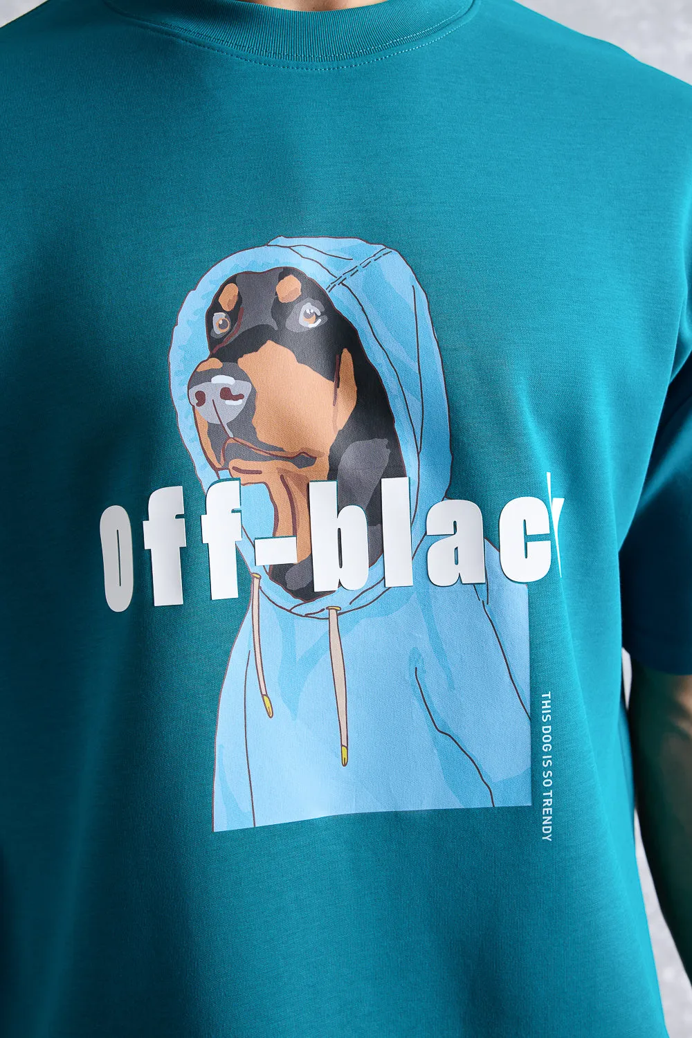 Men's Teal Off Black T-Shirt