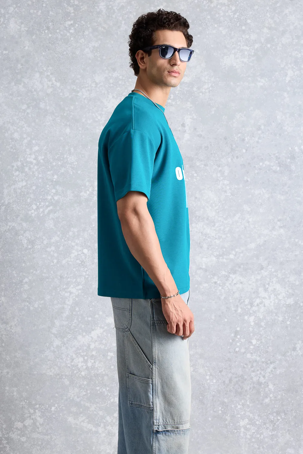 Men's Teal Off Black T-Shirt