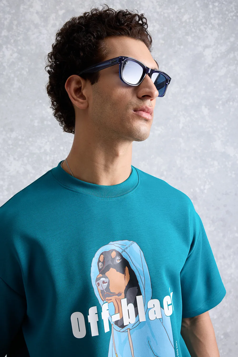 Men's Teal Off Black T-Shirt