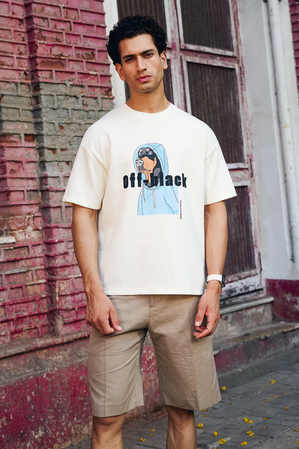 Men's White Off Black T-Shirt