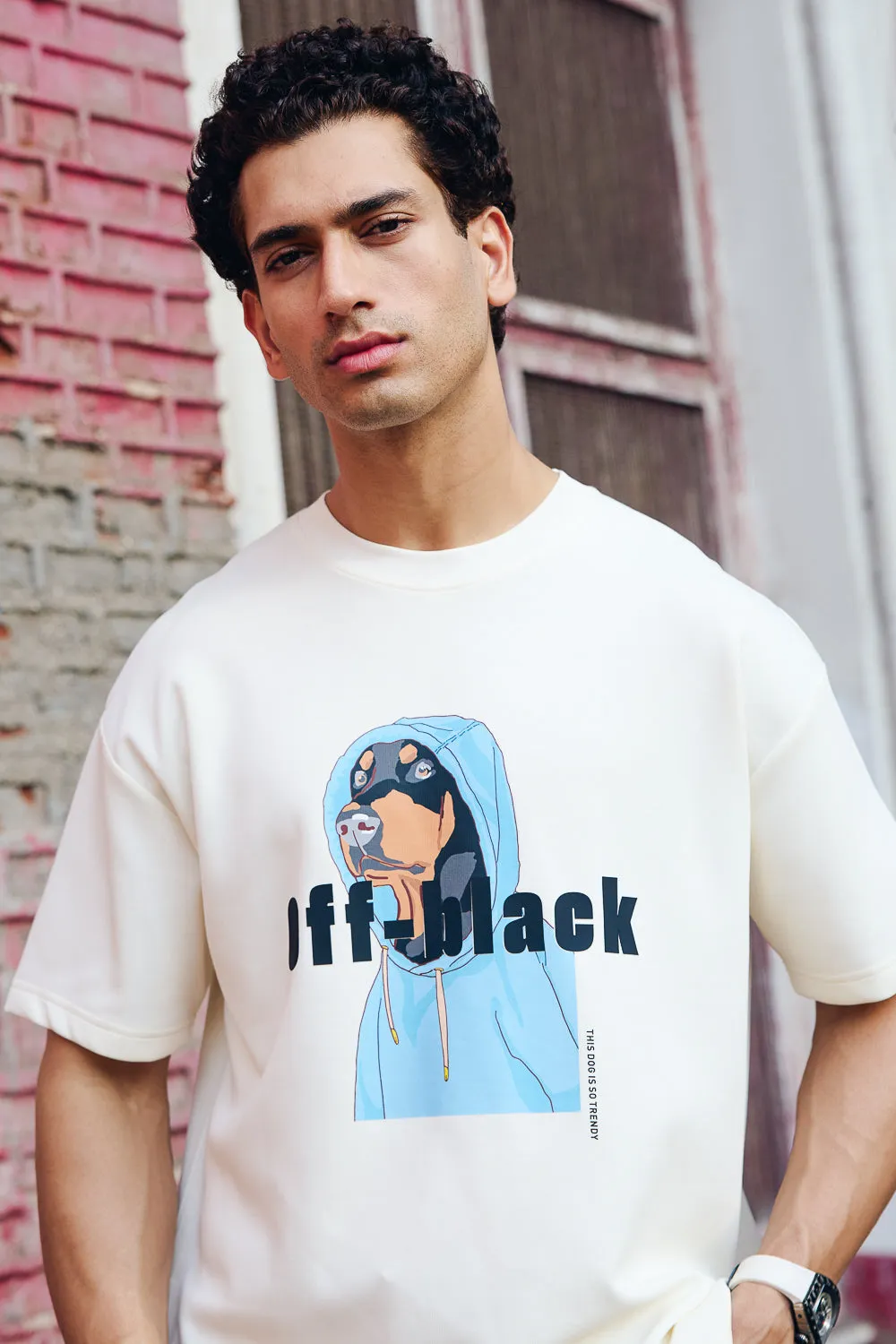 Men's White Off Black T-Shirt