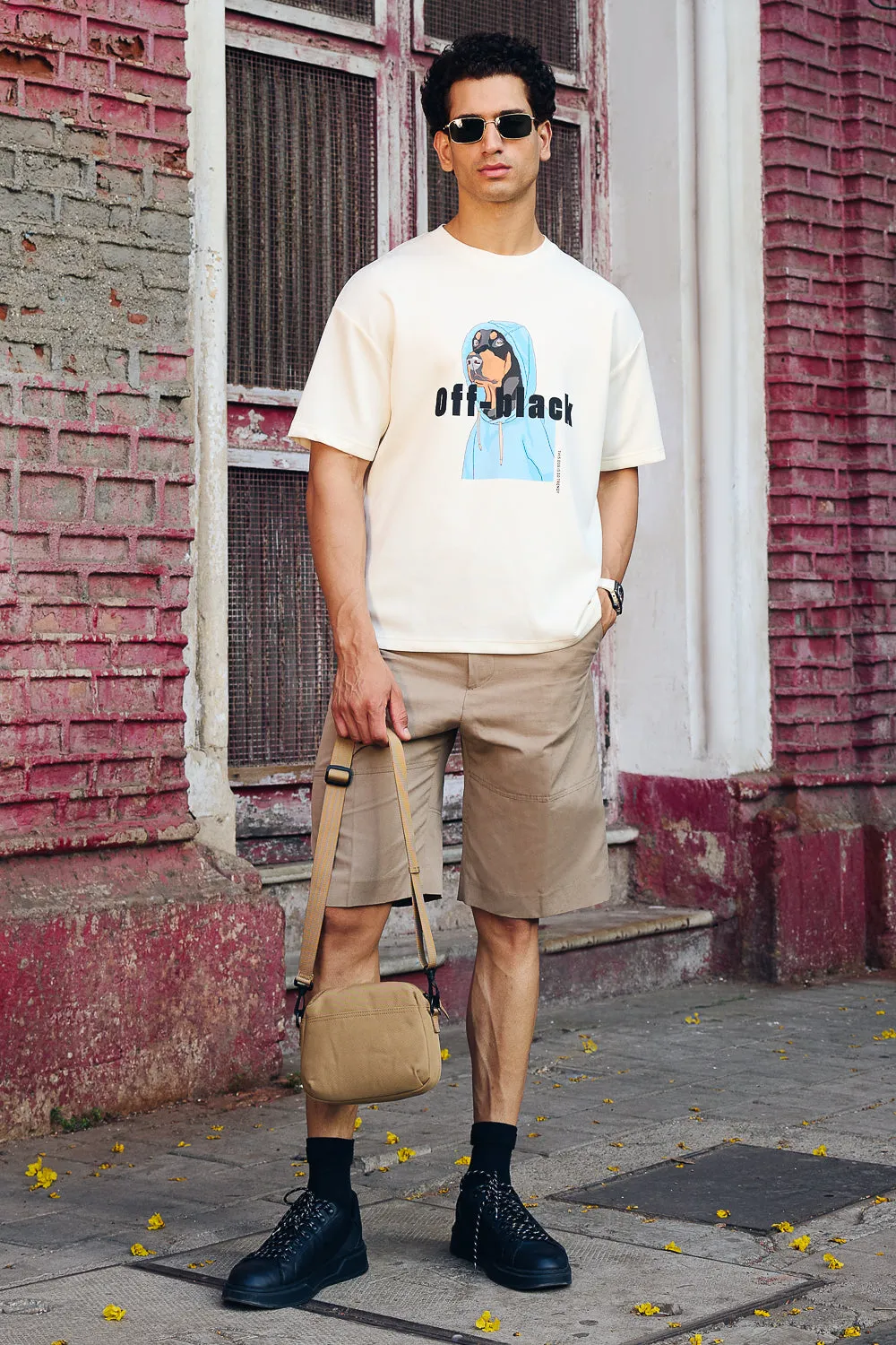 Men's White Off Black T-Shirt