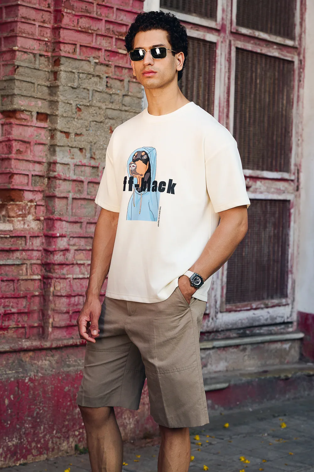 Men's White Off Black T-Shirt