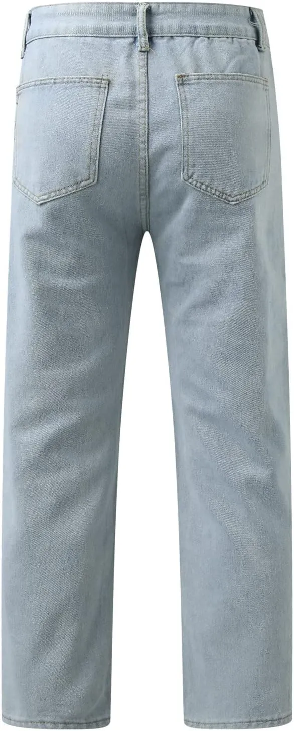 MIDOO Mens Jeans Regular Fit Casual Comfort Flex Waist Denim Pants Straight Leg Fashion Skinny Jeans Trousers with Pockets
