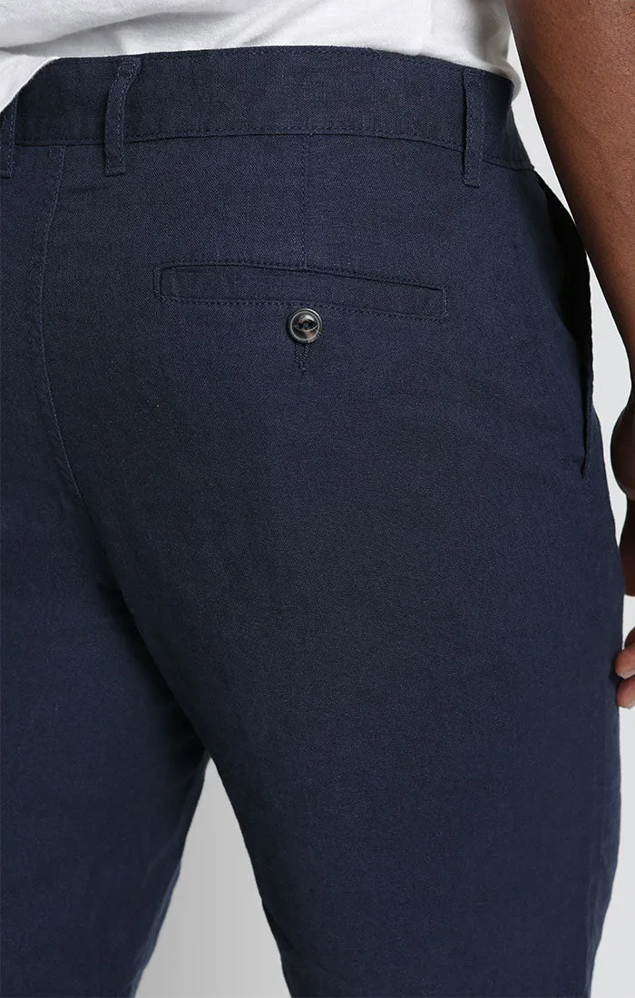 Navy Linen Blend Short