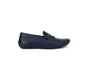 Navy Textured Double Monk Style Moccasins