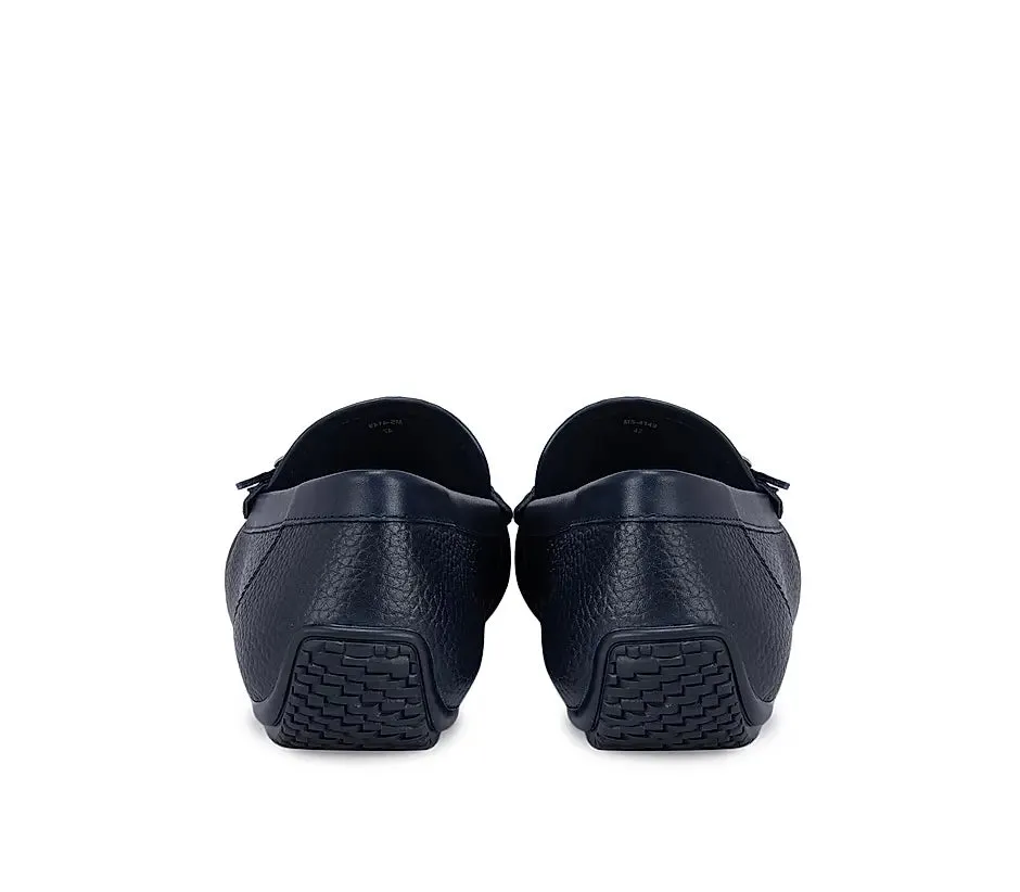 Navy Textured Double Monk Style Moccasins