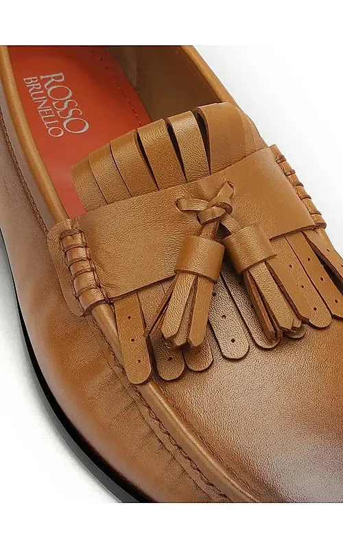 Tan Heel Moccasins With Tassels