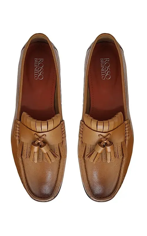 Tan Heel Moccasins With Tassels