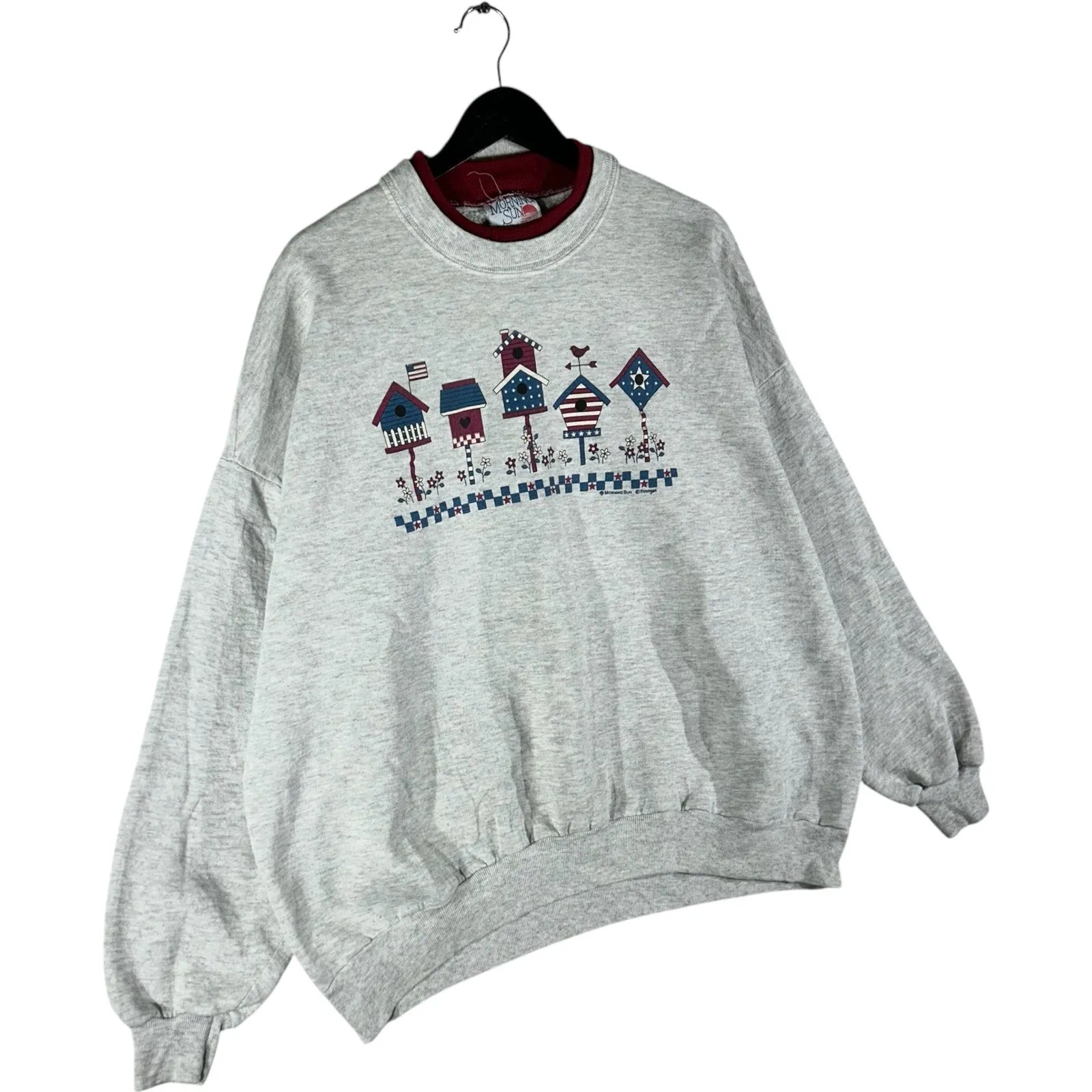 Vintage Women's Patriotic Birdhouses Double Neck Crewneck
