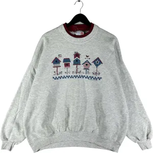 Vintage Women's Patriotic Birdhouses Double Neck Crewneck