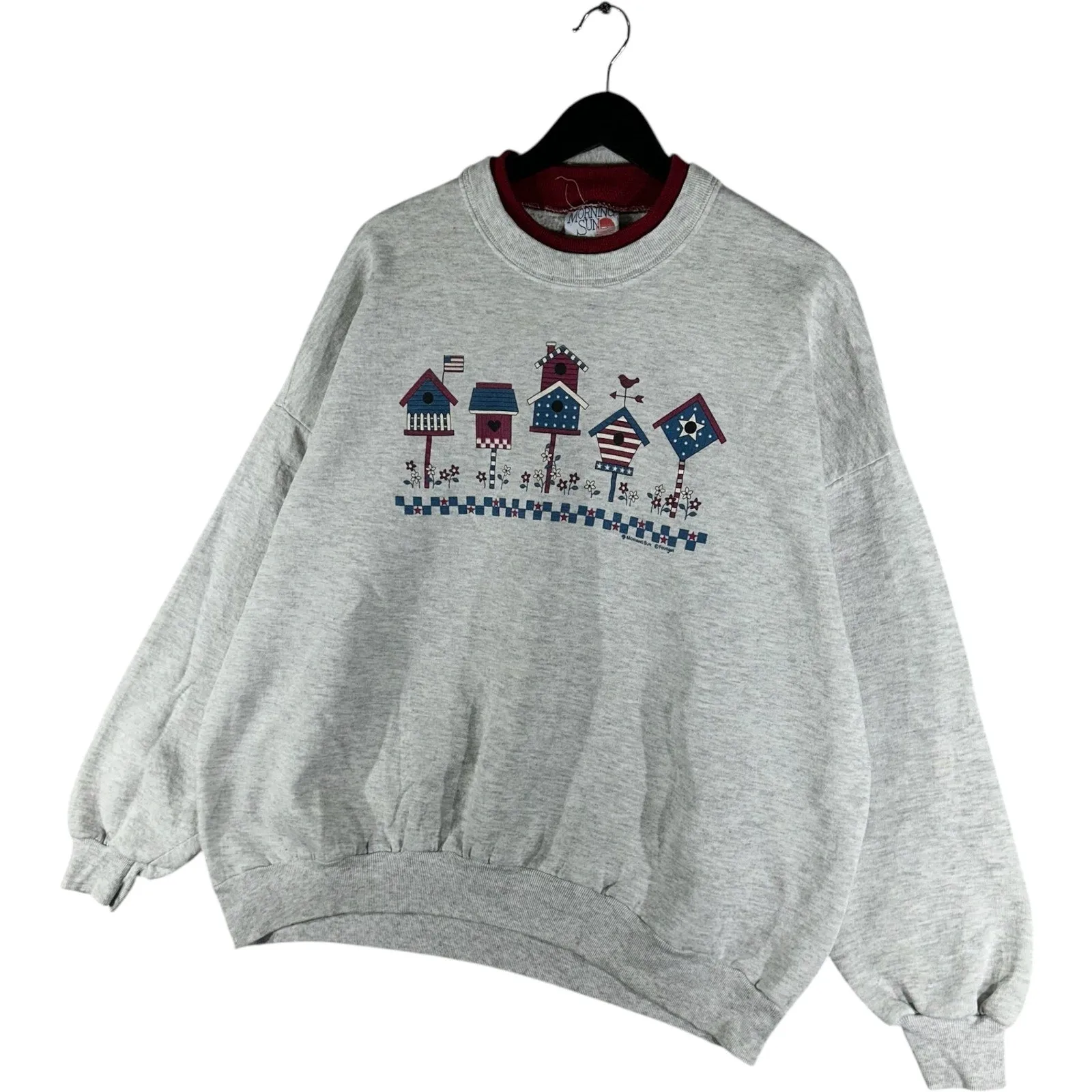 Vintage Women's Patriotic Birdhouses Double Neck Crewneck