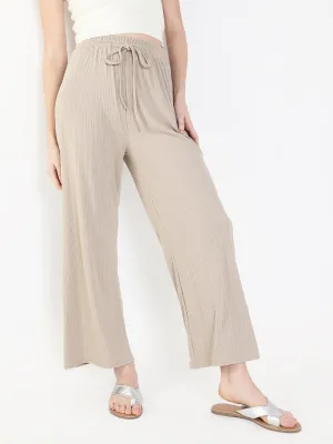 Women Beige Comfort Slim Fit Trousers