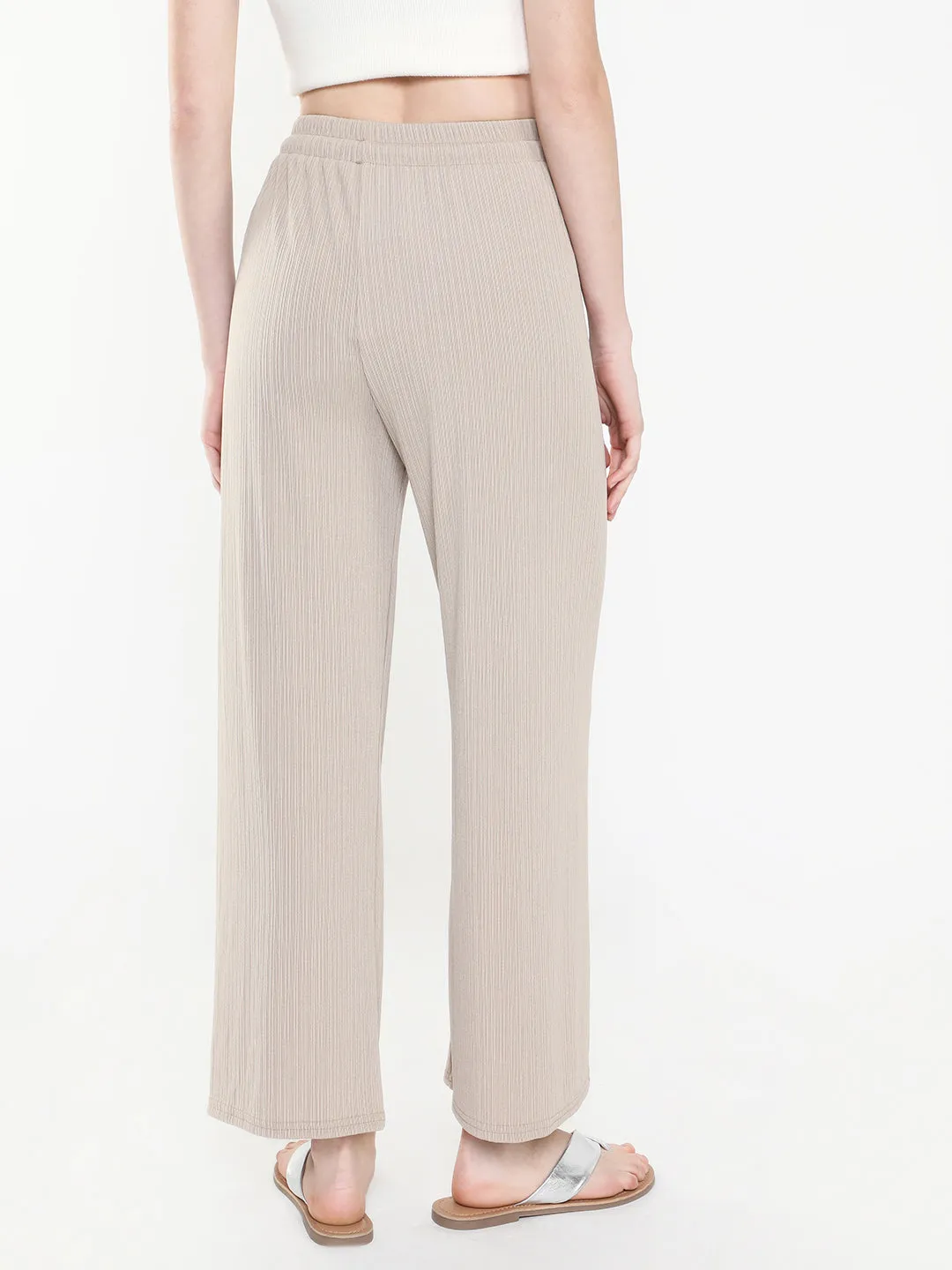 Women Beige Comfort Slim Fit Trousers