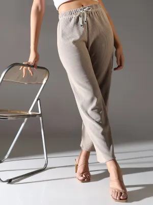 Women Beige Comfort Straight Fit Trousers