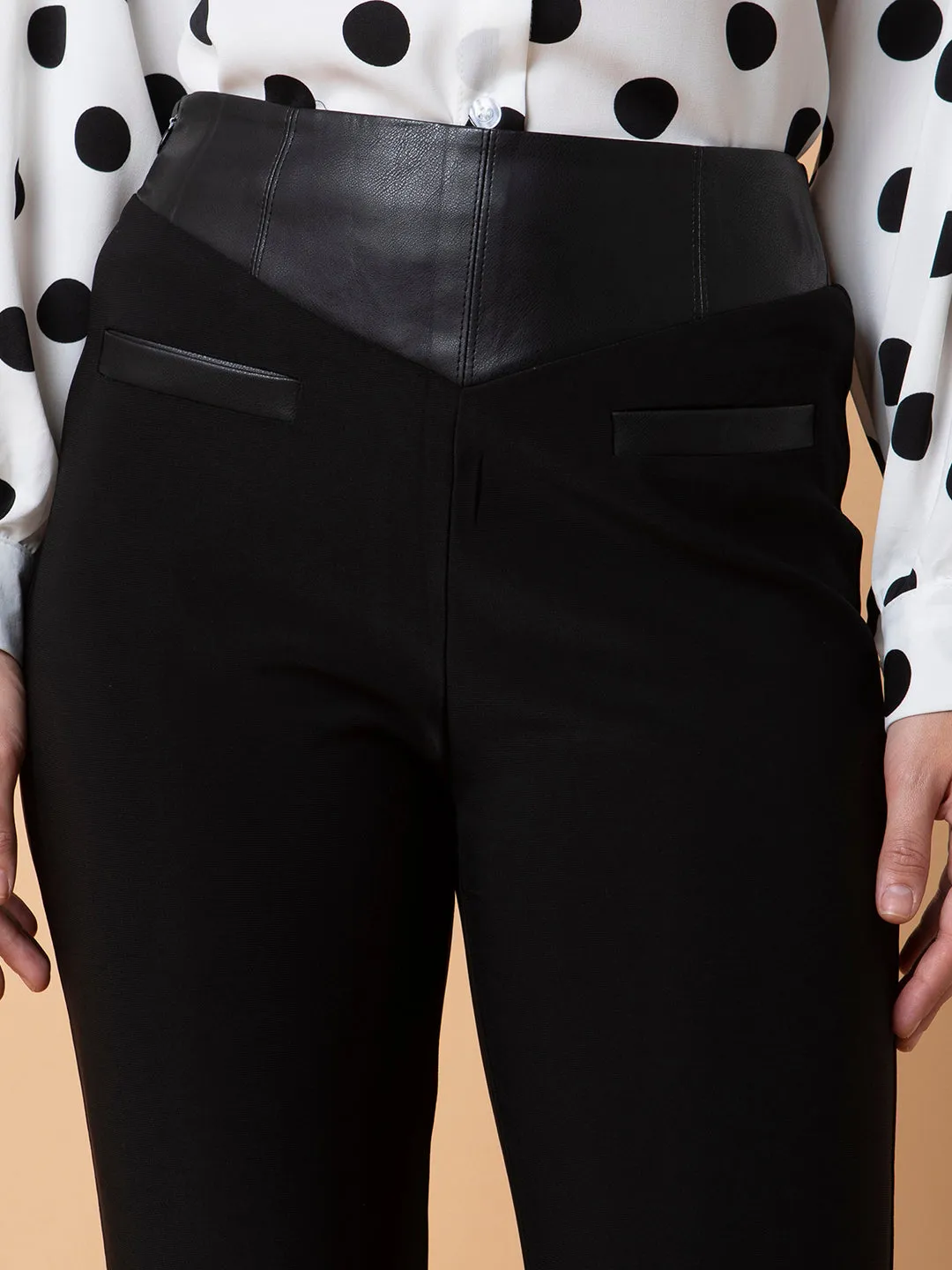 Women Black Comfort Flared Bootcut Trousers