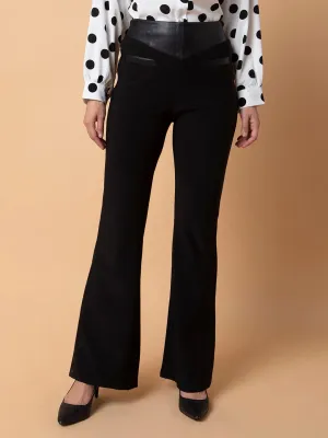 Women Black Comfort Flared Bootcut Trousers